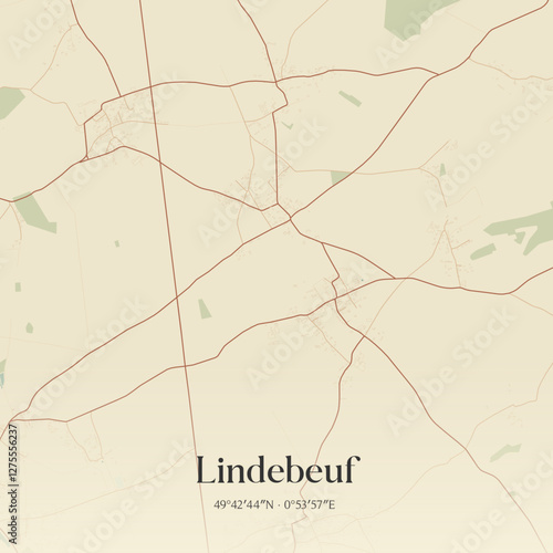 Vintage map of Lindebeuf, France.