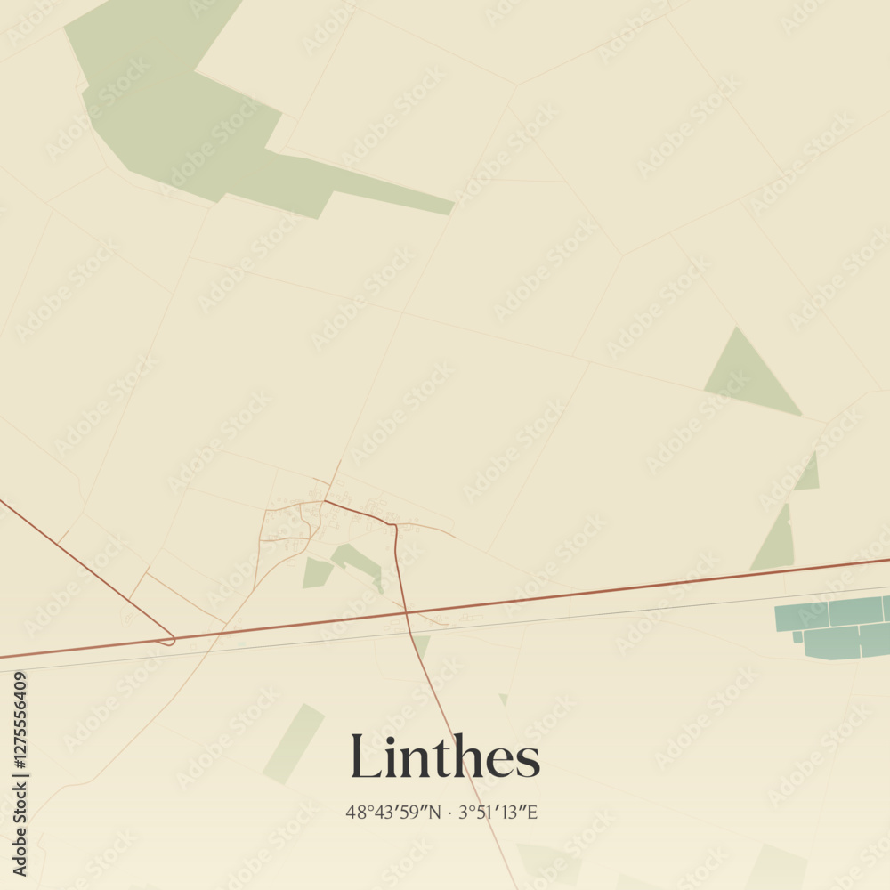 Obraz premium Vintage map of Linthes, France.