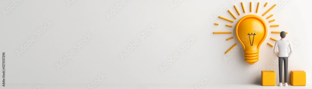 Illuminating innovation, person and light bulb symbolize ideas, inspiration, bright solutions