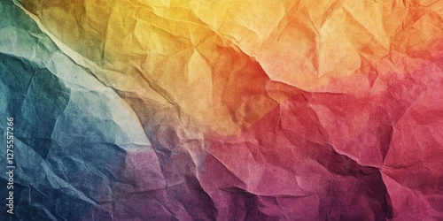 Wallpaper Mural Colorful crumpled paper texture with gradient hues of blue, green, yellow, orange, and red flowing diagonally across the frame from top left to bottom right Torontodigital.ca