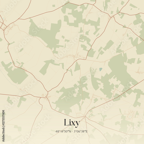 Vintage map of Lixy, France.