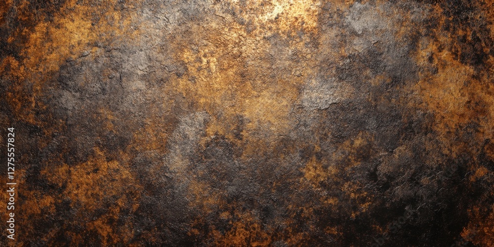 Rustic metallic abstract background featuring deep brown, gold, and gray textures; a rugged surface with intricate patterns for an edgy appearance. Rustic metallic abstract background featuring deep brown, gold, and gray textures; a rugged surface with intricate patterns for an edgy appearance.