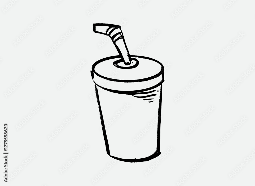 Illustration of an Fast Food Soft Drink Doodle Illustration of an Fast Food Soft Drink Doodle