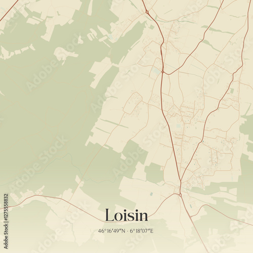 Vintage map of Loisin, France.