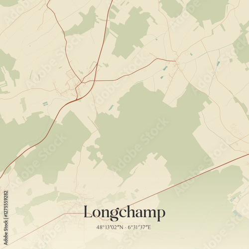 Photos Vintage map of Longchamp, France.