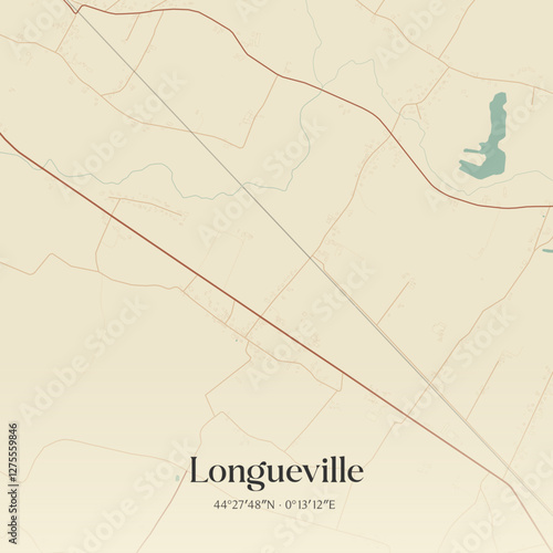 Fotografía Vintage map of Longueville, France.