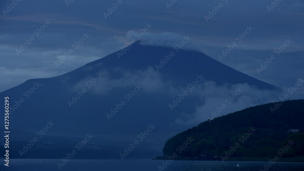 Serene Yamanakako Lake and Mount Fuji at Dusk – Peaceful blue hour over Yamanakako Lake with Mount Fuji in the background, reflecting on calm waters Serene Yamanakako Lake and Mount Fuji at Dusk – Peaceful blue hour over Yamanakako Lake with Mount Fuji in the background, reflecting on calm waters