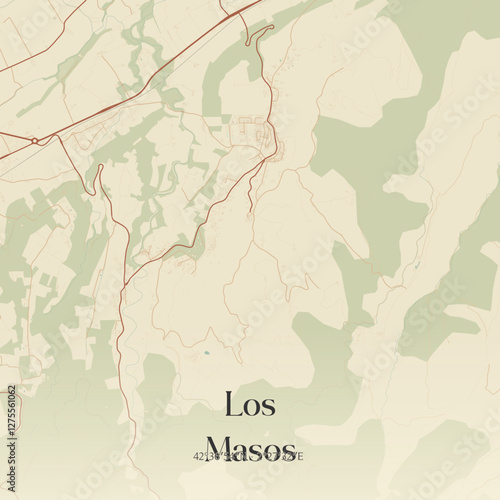 Vintage map of Los Masos, France.
