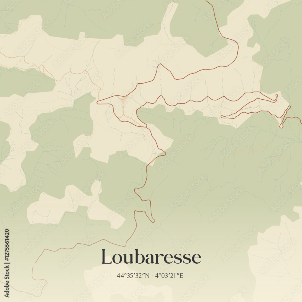 Obraz premium Vintage map of Loubaresse, France.