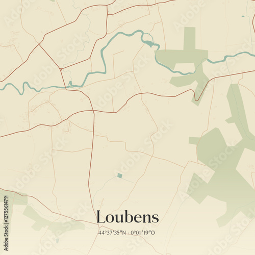 Vintage map of Loubens, France.
