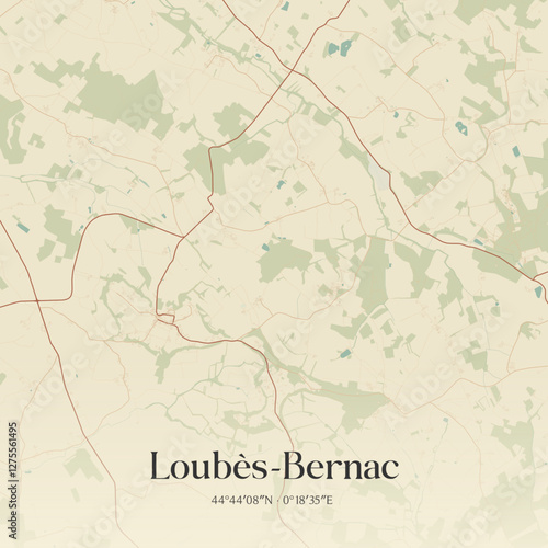 Vintage map of Loubès-Bernac, France.