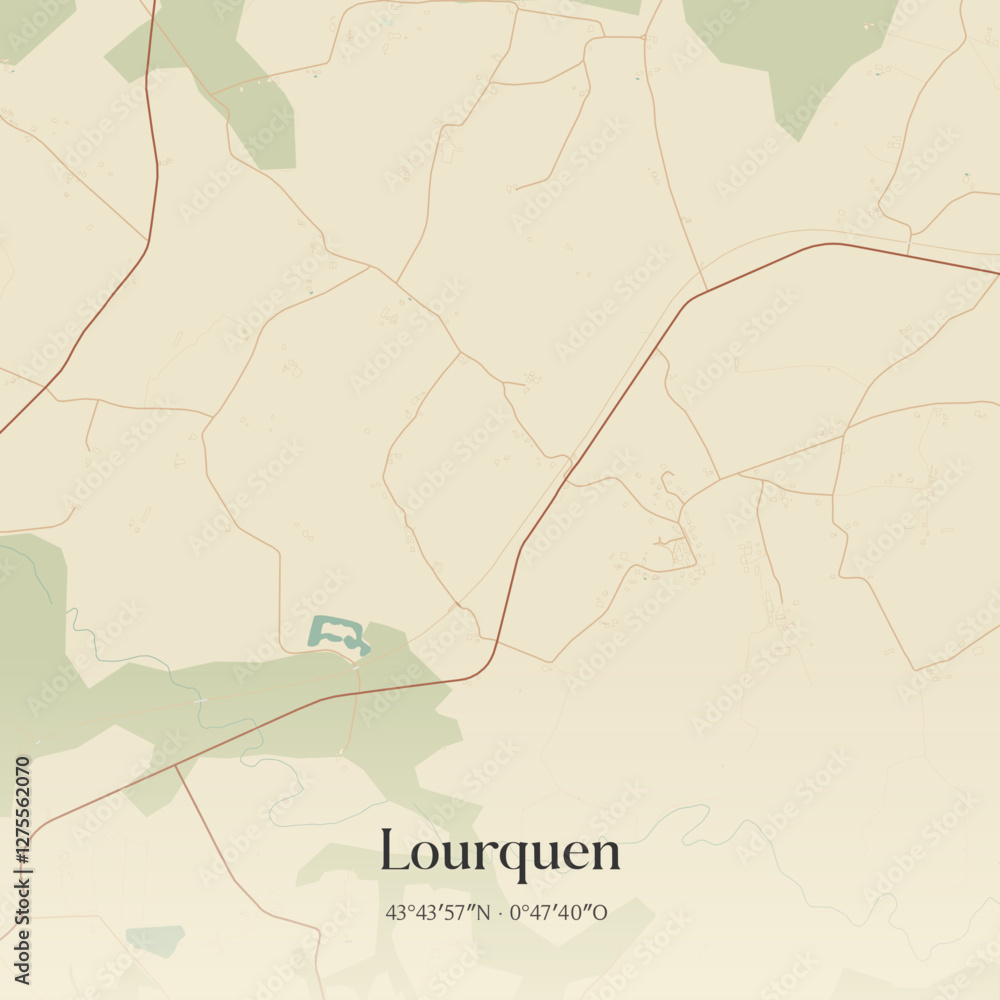 Obraz premium Vintage map of Lourquen, France.