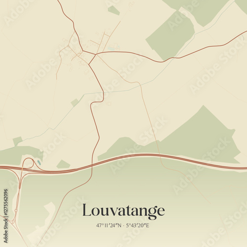 Vintage map of Louvatange, France.