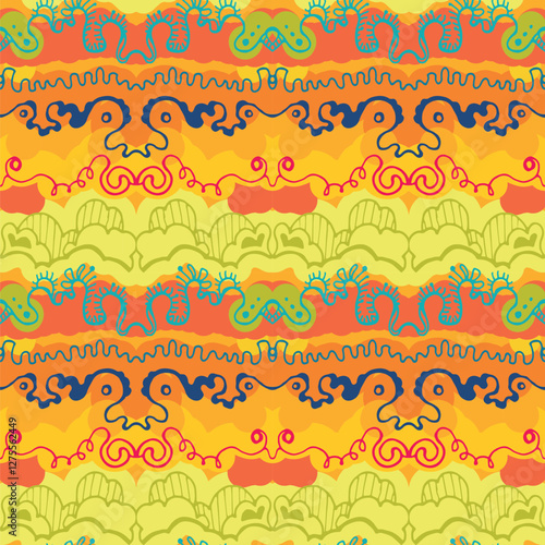 bright colored abstract hand-drawn pattern, soft doodle background. Seamless pattern for design or print