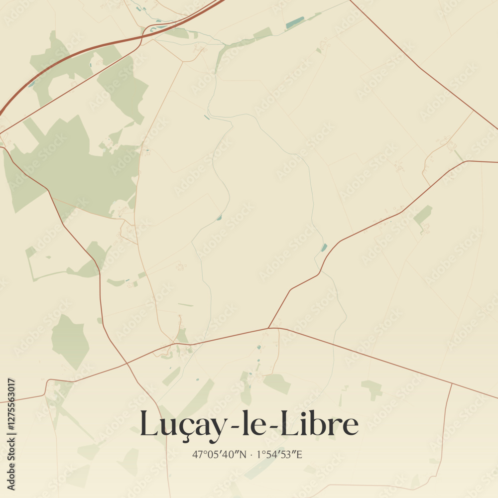 Obraz premium Vintage map of Luçay-le-Libre, France.