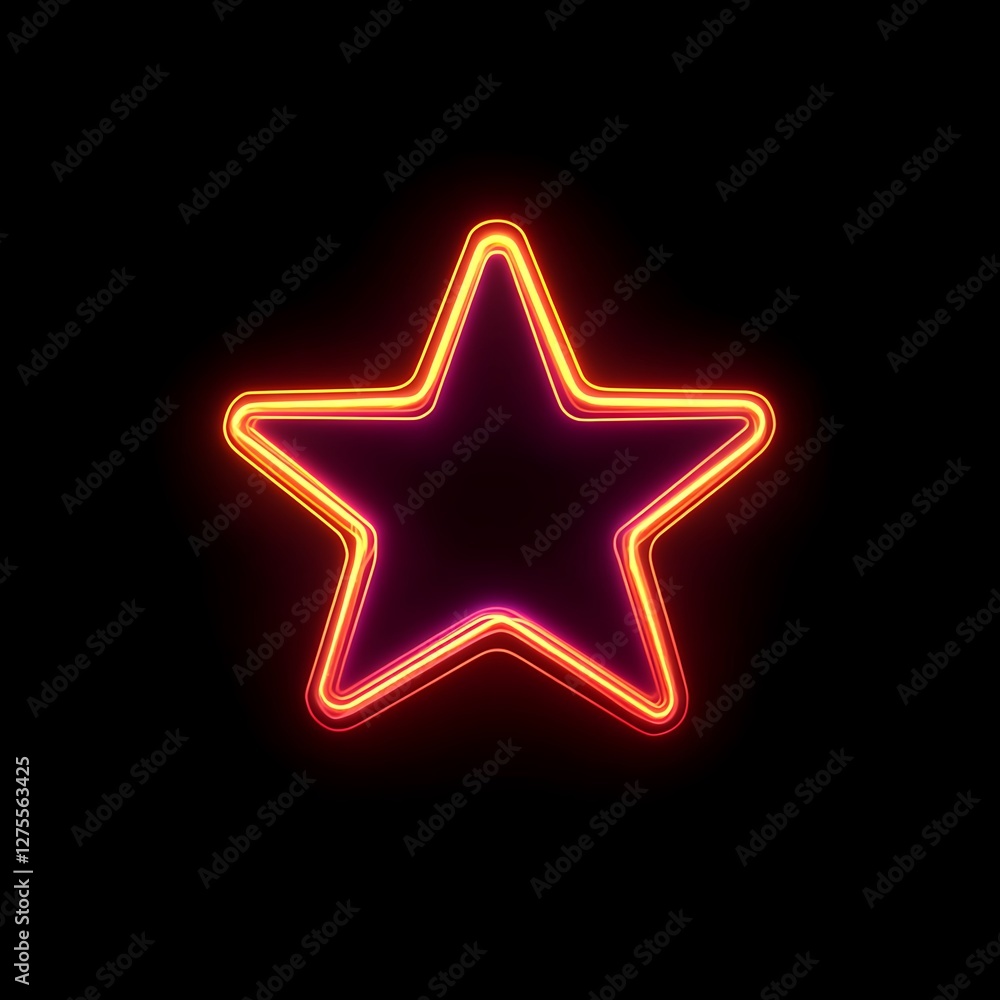 Glowing neon star, dark background, award Glowing neon star, dark background, award