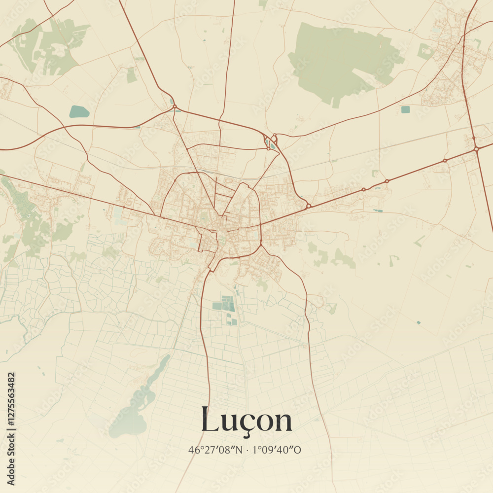 Obraz premium Vintage map of Luçon, France.