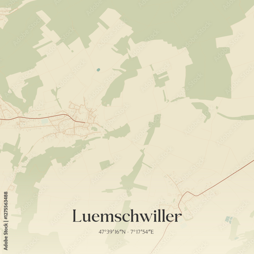 Obraz premium Vintage map of Luemschwiller, France.