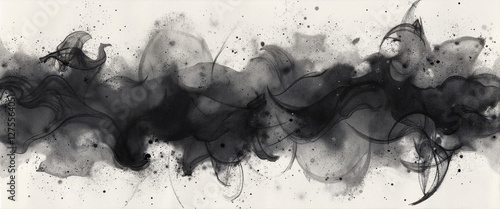Abstract charcoal swirl on textured paper, expressive artistry