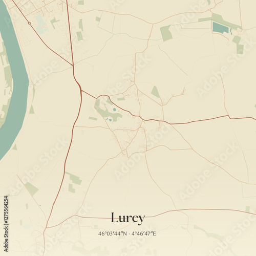 Vintage map of Lurcy, France.