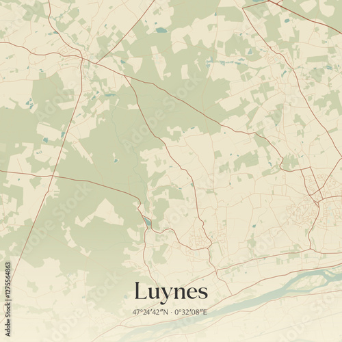 Vintage map of Luynes, France.