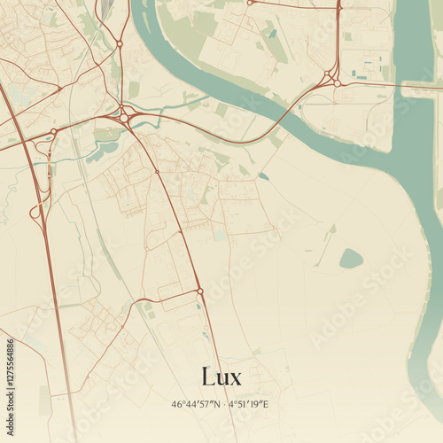 Vintage map of Lux, France.