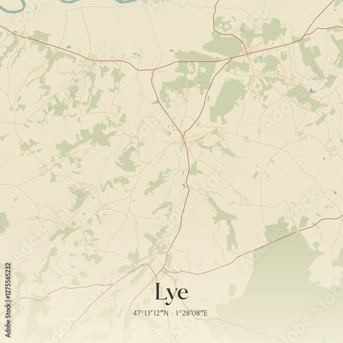 Vintage map of Lye, France.