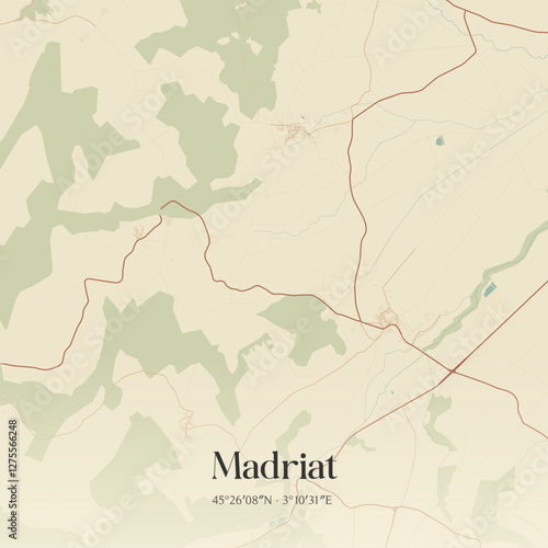 Vintage map of Madriat, France.