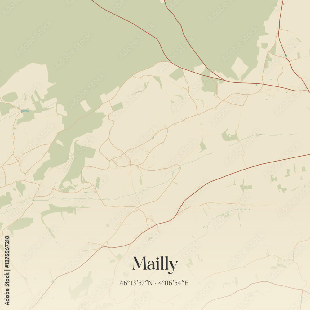 Obraz premium Vintage map of Mailly, France.