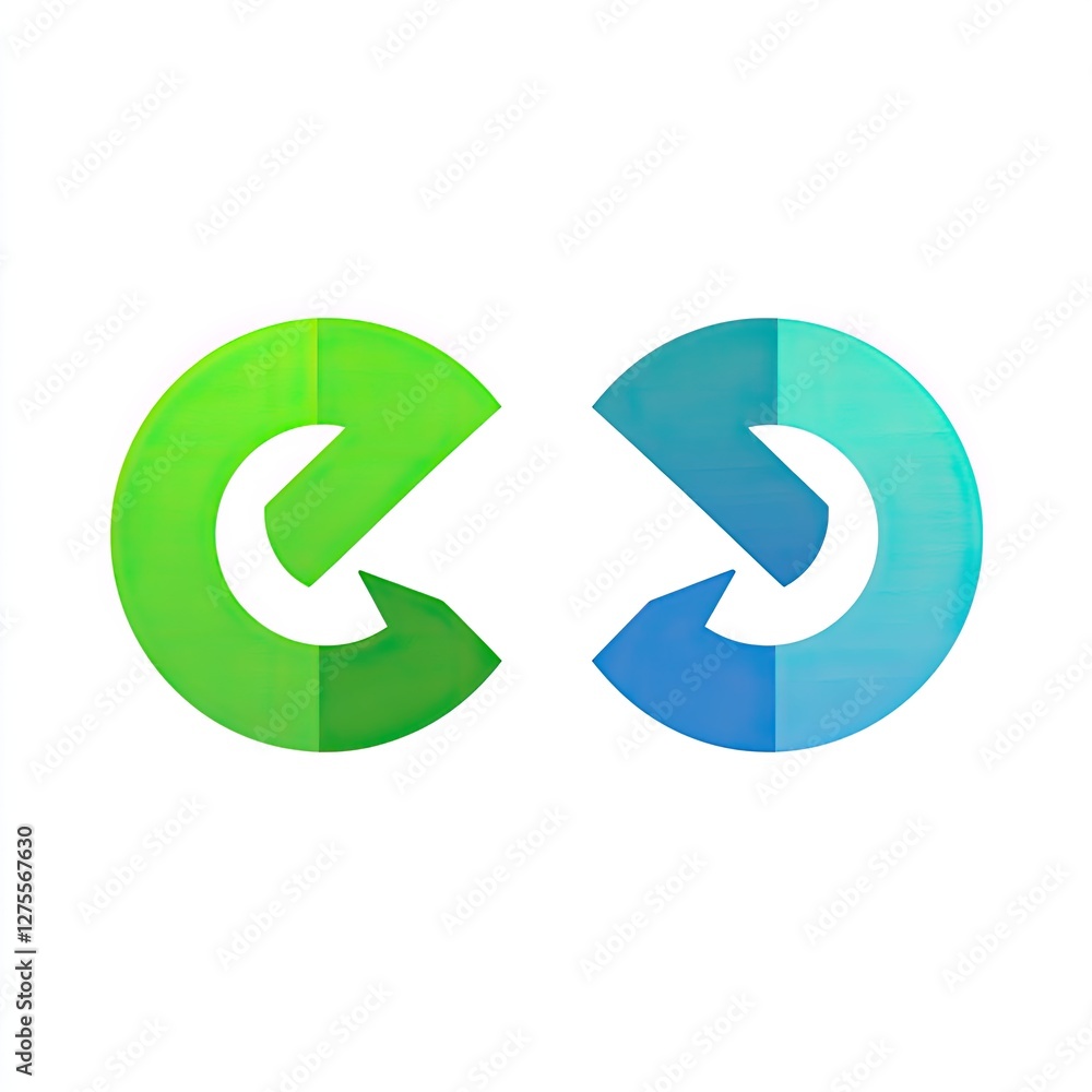 Two circular logos, gradient colors, infinity symbol Two circular logos, gradient colors, infinity symbol