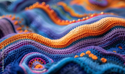Vibrant crocheted elements create a stunning landscape design
