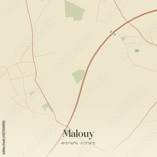 Vintage map of Malouy, France.