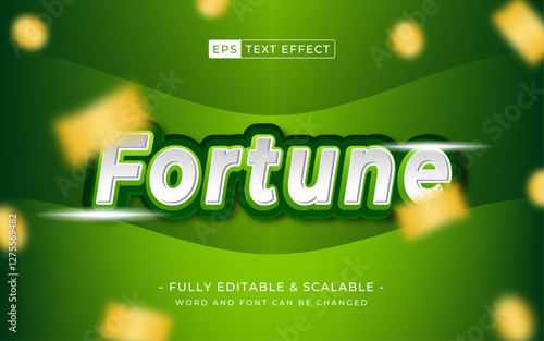 luck typography style. fortune editable text effect. green money games