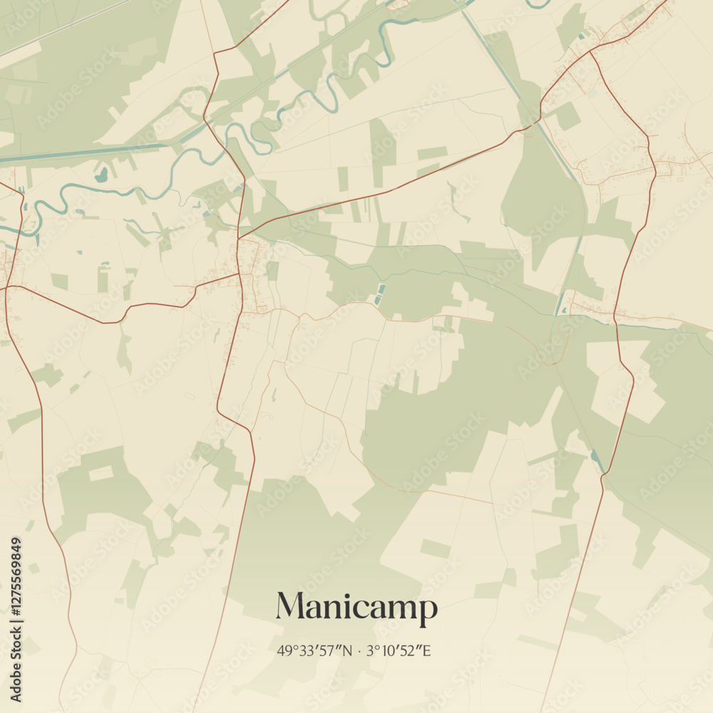 Obraz premium Vintage map of Manicamp, France.