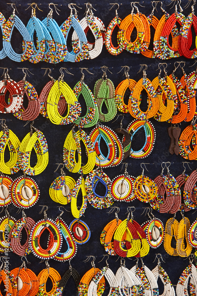 Multicolored traditional handcrafted afro earrings from Tanzania and Zanzibar