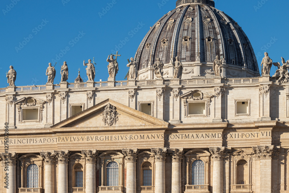 St. Peter basilica facade. Christianity. Vatican state. Rome, Italy