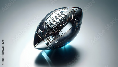 American Football A modern and sleek concept art piece featuring a futuristic metallic American football, reflecting l2 photo