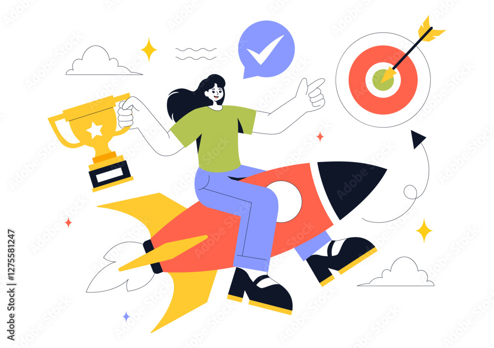 Φωτογραφία Motivation Vector Illustration featuring a Fast Business Startup, Creative Marke