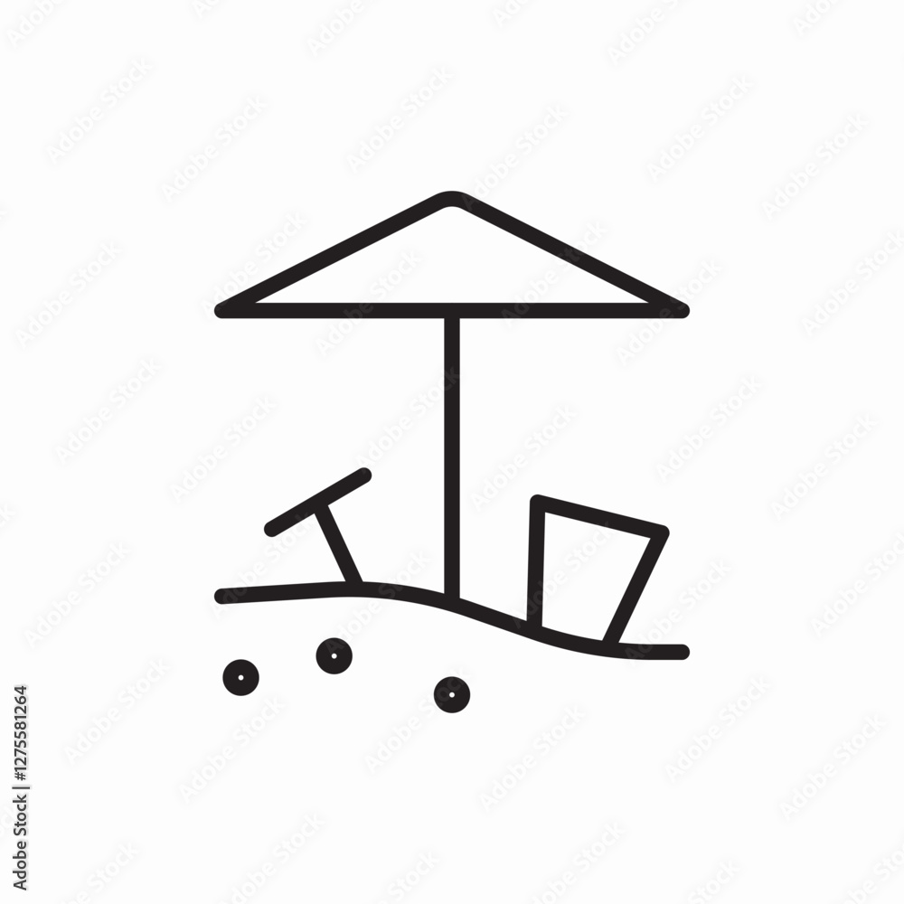 Beach umbrella sand icon vector sign Beach umbrella sand icon vector sign