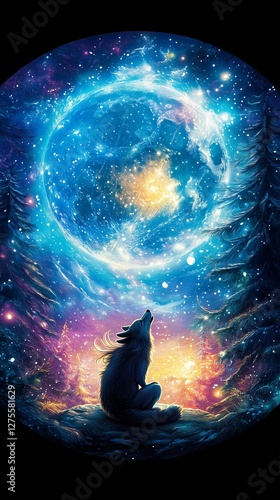 Wolf_howls_at_the_full_moon, generated ai