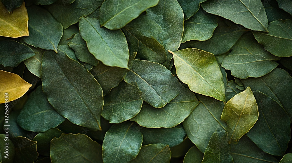 Fototapeta premium A Collection Of Dark Green Bay Leaves