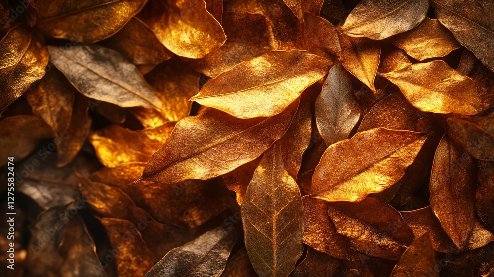 Golden Leaves Autumnal Background Texture Golden Leaves Autumnal Background Texture