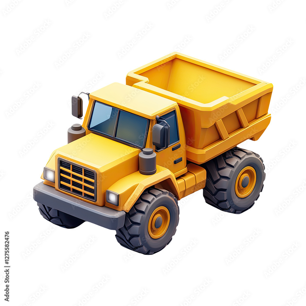 Vibrant Yellow Construction Truck, Powerful Industrial Transportation Vibrant Yellow Construction Truck, Powerful Industrial Transportation