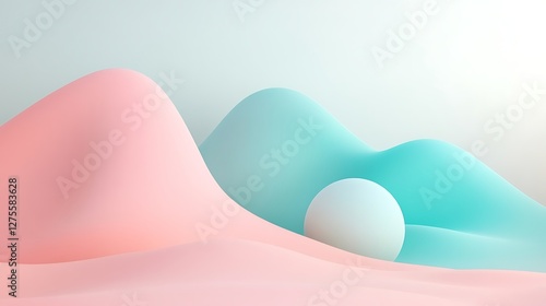 Pastel hills, sphere, calm background