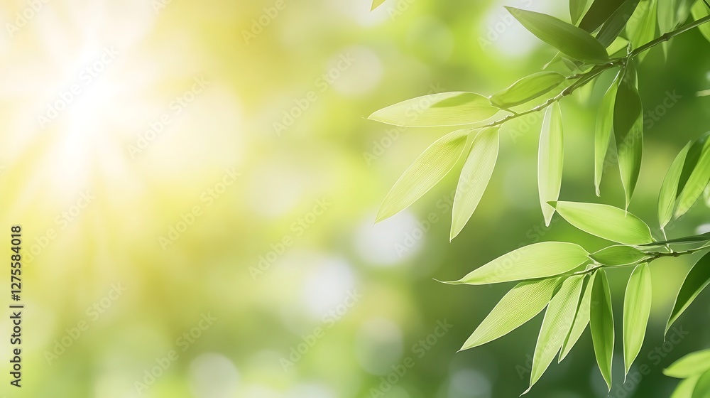 Sunlit Bamboo Leaves in a Verdant Setting Sunlit Bamboo Leaves in a Verdant Setting