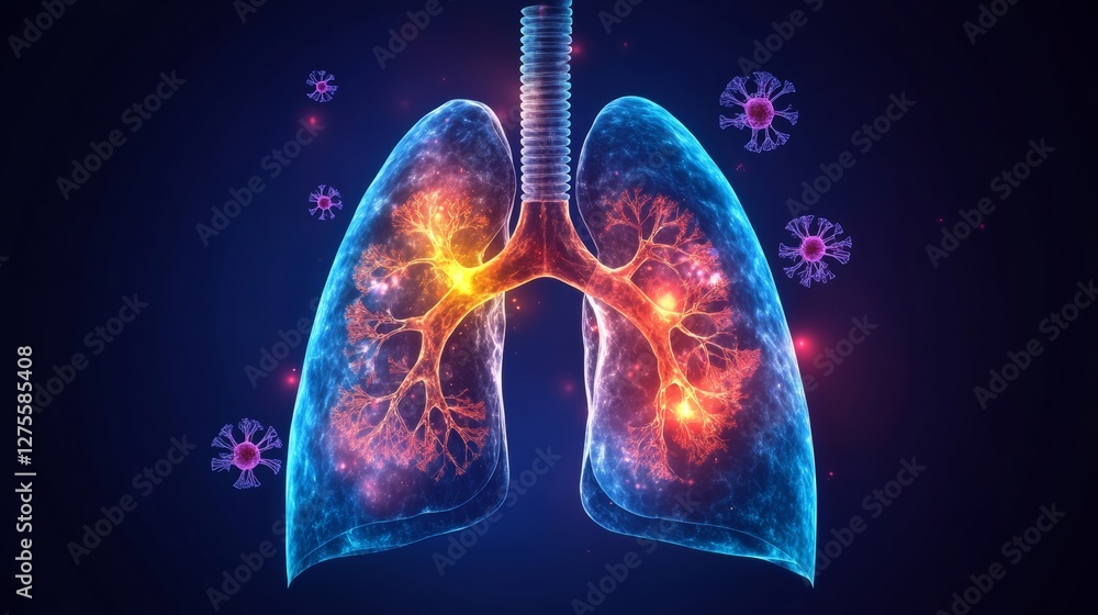 Effects of poisonous gases on lungs: A medical cutaway view showing lung damage caused by prolonged gas exposure, labeled with symptoms and remedies, Effects of poisonous gases on lungs: A medical cutaway view showing lung damage caused by prolonged gas exposure, labeled with symptoms and remedies,