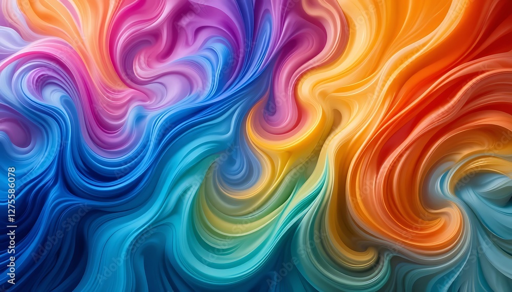 Obraz premium Abstract Swirls of Vibrant Colorful Fluid Art Digital Background Design