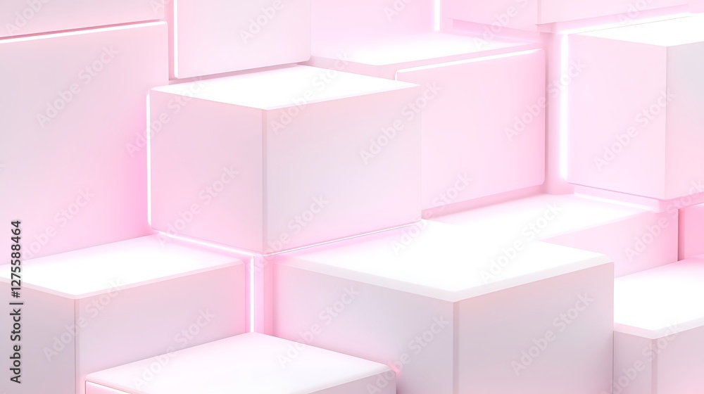 Pink cubes, light, background, abstract, design Pink cubes, light, background, abstract, design