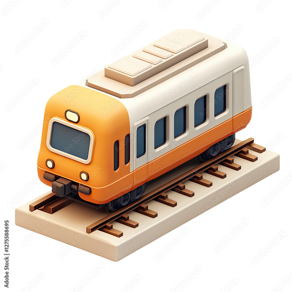 Orange Commuter Train Illustration - Modern Transportation Icon Orange Commuter Train Illustration - Modern Transportation Icon