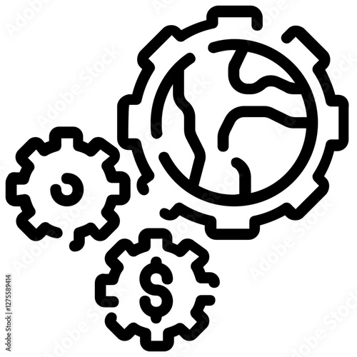 international economics vector outline icon